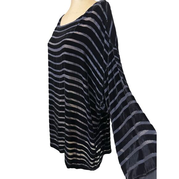 Eileen Fisher Velvet Burnout Stripe Longline Tunic - Picture 5 of 7